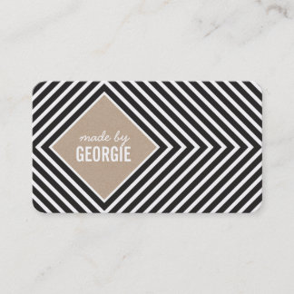 Carte De Visite MODERNE GEOMÉTRIQUE MOTIF diamant noir blanc kraft