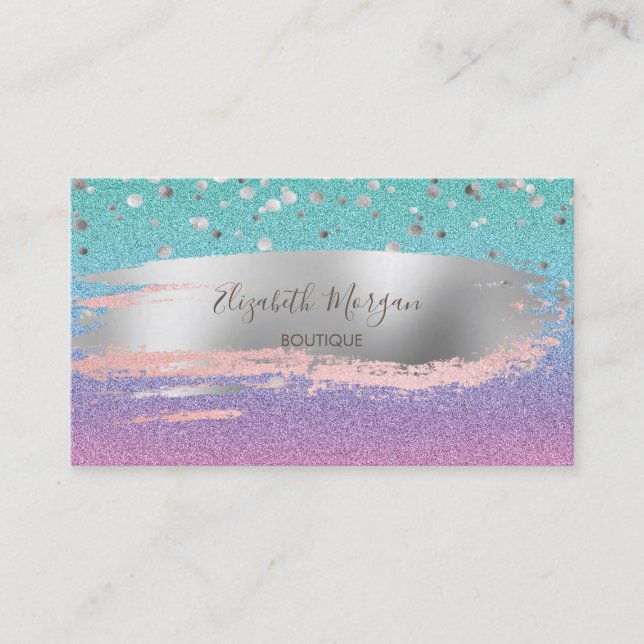 Carte De Visite Moderne Glitter Ombre, Confettis Dorés, Coup de Pi (Devant)