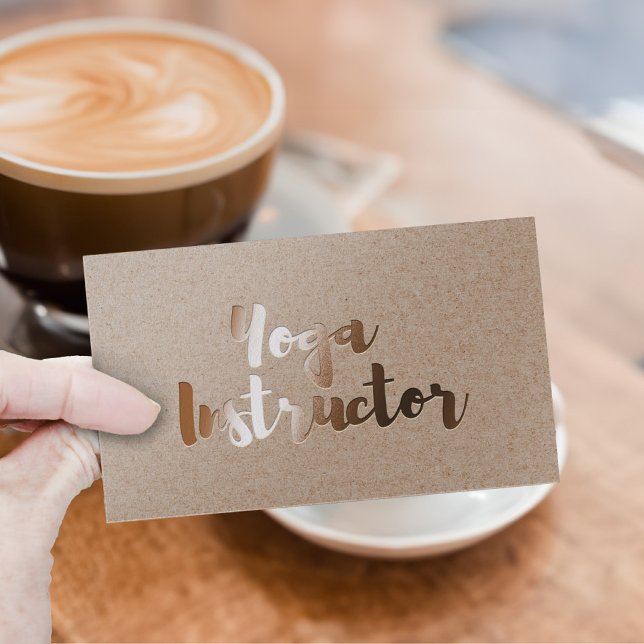 Carte De Visite Moderne Gold Foil Yoga Instructeur Typographie Kra (Créateur téléchargé)