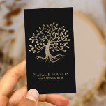 Carte De Visite Moderne Gold Tree Root Wellness Méditation Yoga Sp<br><div class="desc">Méditation du bien-être racine de l'arbre d'or moderne Cartes de visite Spas de Yoga.</div>