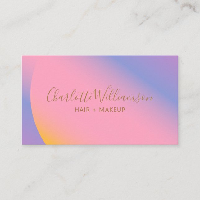 Carte De Visite Moderne Gradient rose violet beauté marque unique (Devant)
