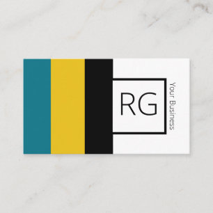 Carte De Visite Moderne Gras Turquoise Monogramme de moutarde Pers
