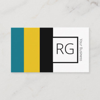 Carte De Visite Moderne Gras Turquoise Monogramme de moutarde Pers