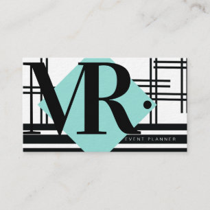 Carte De Visite Moderne Grille Monochrome Abstraite Noir Blanc