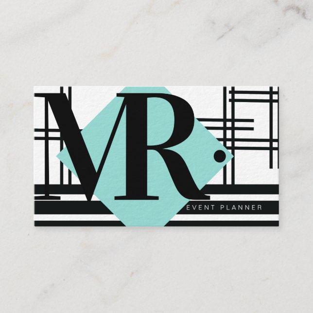 Carte De Visite Moderne Grille Monochrome Abstraite Noir Blanc (Devant)