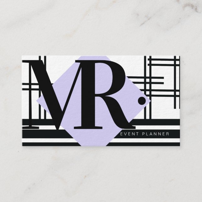 Carte De Visite Moderne Grille Monochrome Noir Blanc Abstrait (Devant)