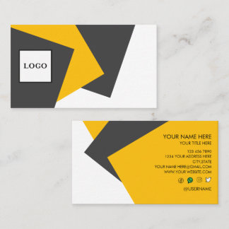 Carte de visite moderne gris jaune blanc