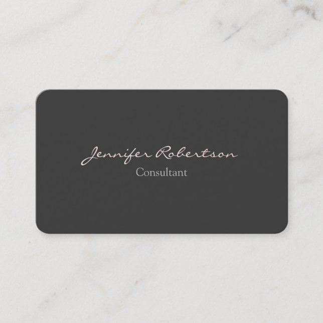 Carte De Visite Moderne Gris Misty Rose Plain unique (Devant)