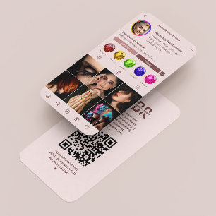 Carte De Visite Moderne Hairstyliste Monogramme rose Instagram