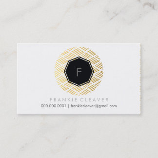 Carte De Visite MODERNE HEXAGON monogramme tache or esquissé motif