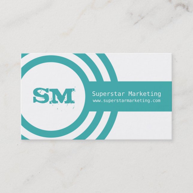 Carte de visite moderne Hipster, Turquoise (Devant)