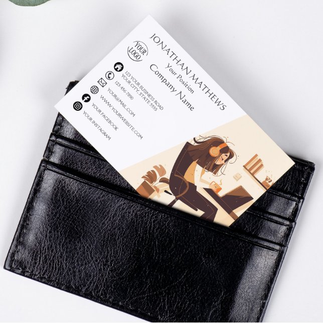 Carte De Visite Moderne I Girl Working (Créateur téléchargé)