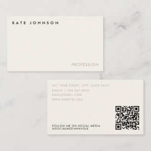 Carte De Visite Moderne Ivoire Business Professionnel QR Code Busi