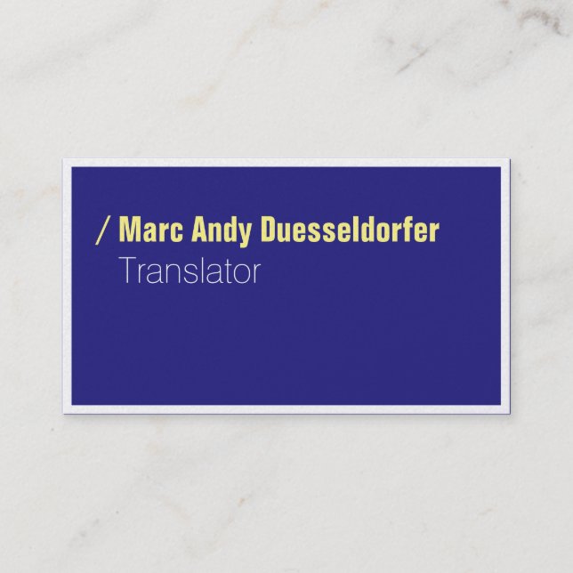 Carte de visite moderne jaune bleu (Devant)