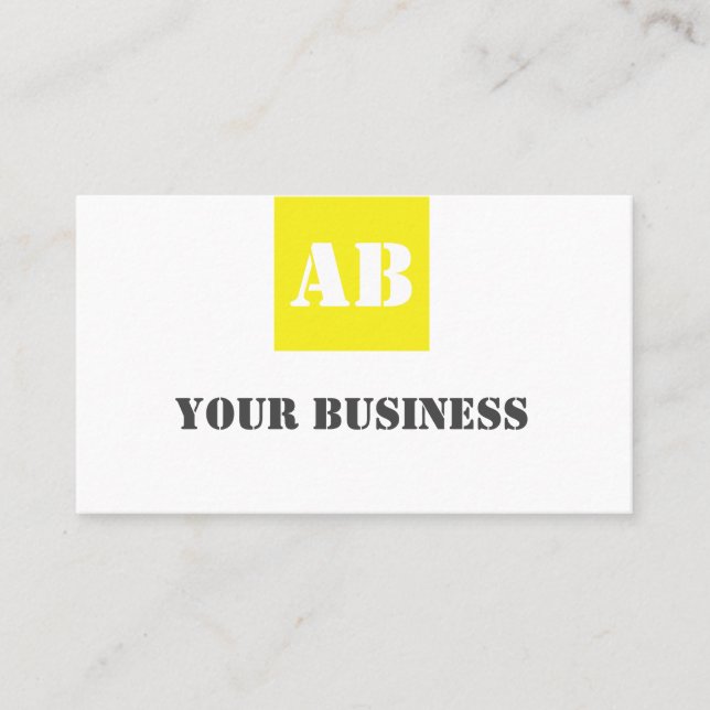 Carte De Visite Moderne jaune gris Monogramme Construction électri (Devant)