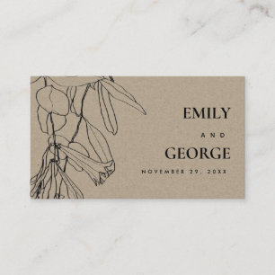 CARTE DE VISITE MODERNE KRAFT LINE DESSIN FLORAL MARIAGE WEBSITE