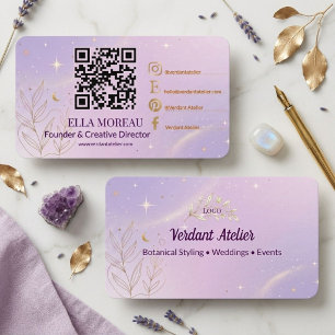 Carte de visite moderne lavande QR Code Élégante M