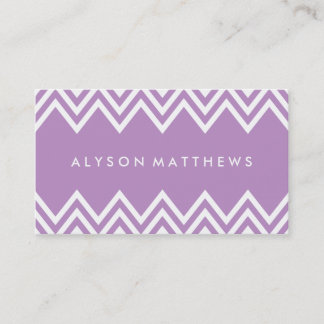Carte De Visite Moderne Lilac Purple et Blanc Chevron