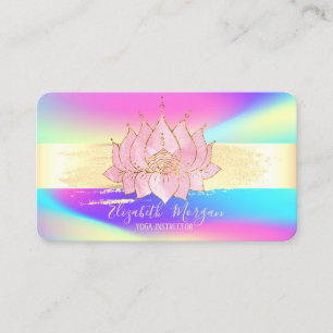 Carte De Visite Moderne Lotus holographique à rayure dorée et coup