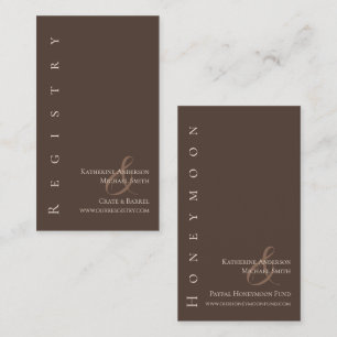 Carte De Visite Moderne Mariage simple Registre Pays Brown