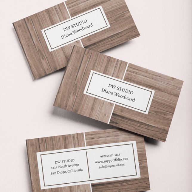 Carte de visite moderne marron en bois (Créateur téléchargé)