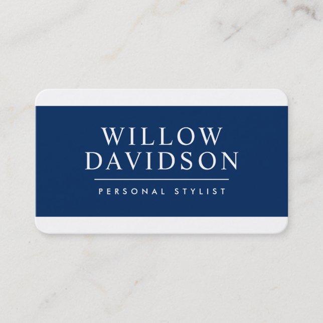 Carte De Visite MODERNE MINIMAL bold nom masculin bleu marine fonc (Devant)