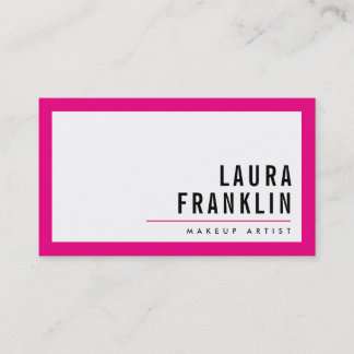 Carte De Visite MODERNE MINIMAL bold nom rose vif noir