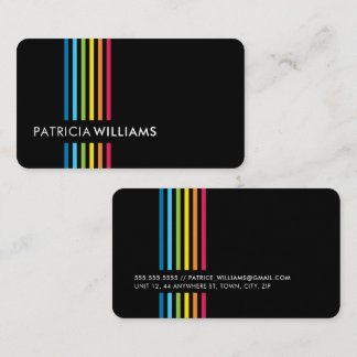 Carte De Visite MODERNE MINIMAL coloré mignon bande arc-en-ciel no