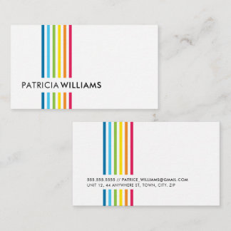 Carte De Visite MODERNE MINIMAL coloré simple bande arc-en-ciel