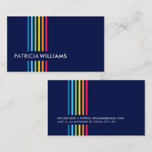Carte De Visite MODERNE MINIMAL coloré simple bande arc-en-ciel ma