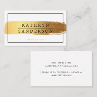 Carte De Visite MODERNE MINIMAL design bordure brosse or