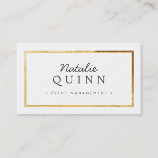 Carte De Visite MODERNE MINIMAL élégant bordure or gris fusain