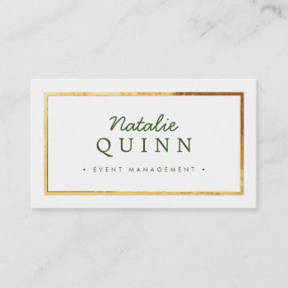 Carte De Visite MODERNE MINIMAL élégant bordure or vert foncé