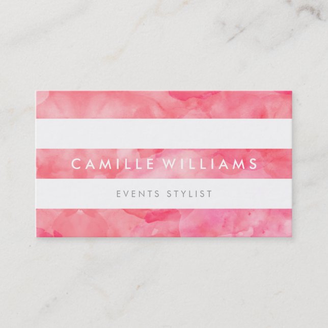 Carte De Visite MODERNE MINIMAL large bande d'eau douce rose (Devant)