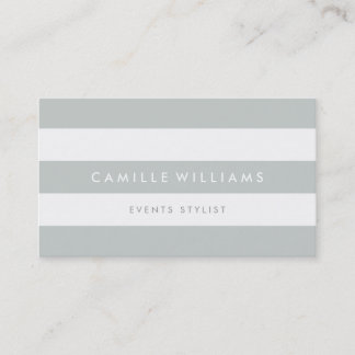 Carte De Visite MODERNE MINIMAL large bande motif cool gris blanc