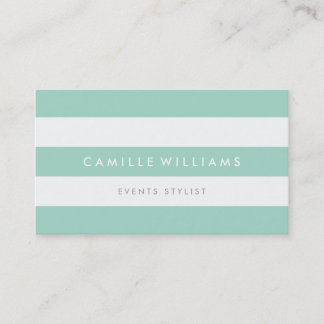 Carte De Visite MODERNE MINIMAL large bande motif cool menthe blan