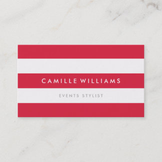 Carte De Visite MODERNE MINIMAL large bande motif cool rouge blanc