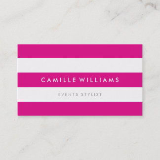 Carte De Visite MODERNE MINIMAL large bande motif rose chaud clair