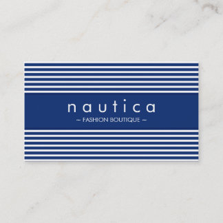 Carte De Visite MODERNE MINIMAL marine rayée bleu marine blanc