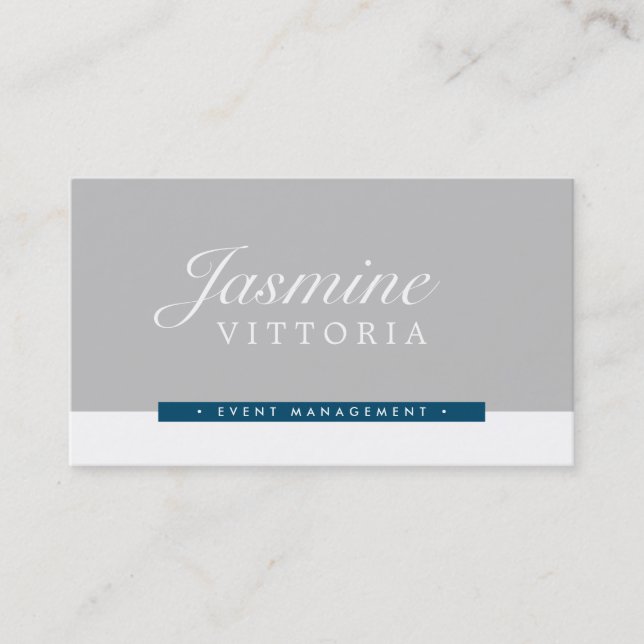 Carte De Visite MODERNE MINIMAL simple couleur noire argent gris m (Devant)