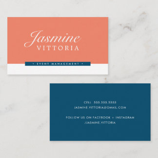 Carte De Visite MODERNE MINIMAL simple couleur noire orange marine