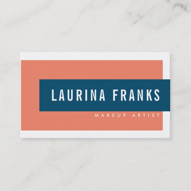 Carte De Visite MODERNE MINIMAL simple nom cool orange marine noir (Devant)