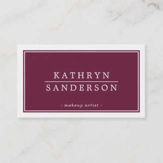 Carte De Visite MODERNE MINIMAL style bordure bordeaux blanc type