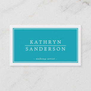 Carte De Visite MODERNE MINIMAL style bordure turquoise type blanc