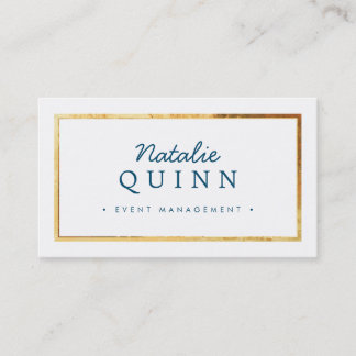 Carte De Visite MODERNE MINIMAL super design bordure or bleu marin
