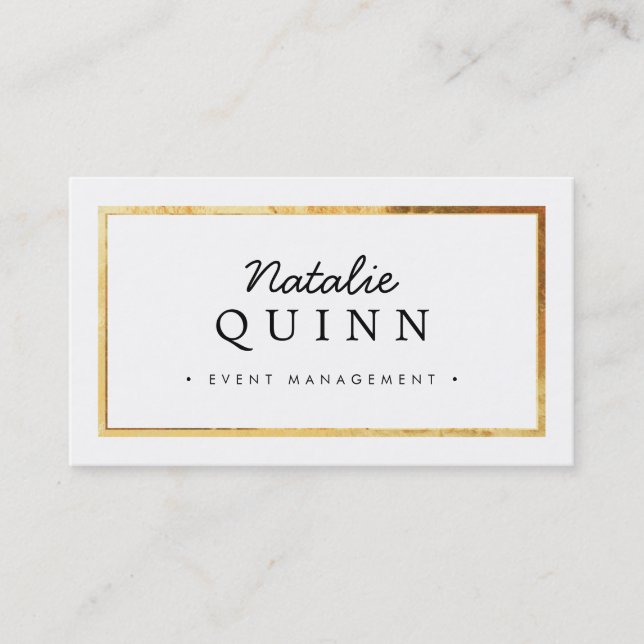 Carte De Visite MODERNE MINIMAL super design bordure or noir (Devant)