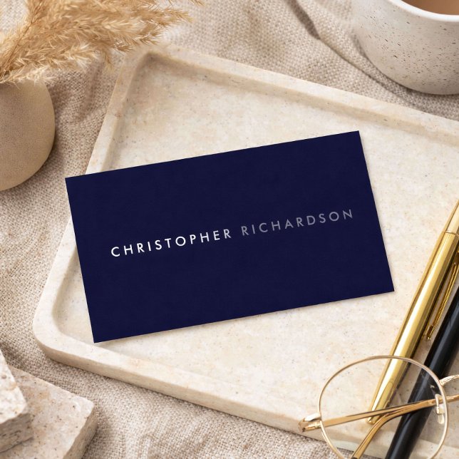 Carte De Visite MODERNE & MINIMALE Bleu marine foncé (Créateur téléchargé)