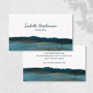Carte De Visite Moderne Minimaliste Aquarelle Bleu Turquoise Vert