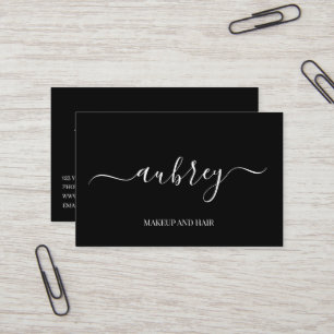 Carte De Visite Moderne minimaliste blanc script  Noir