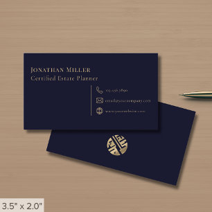 Carte De Visite Moderne Minimaliste Bleu Nuit Or